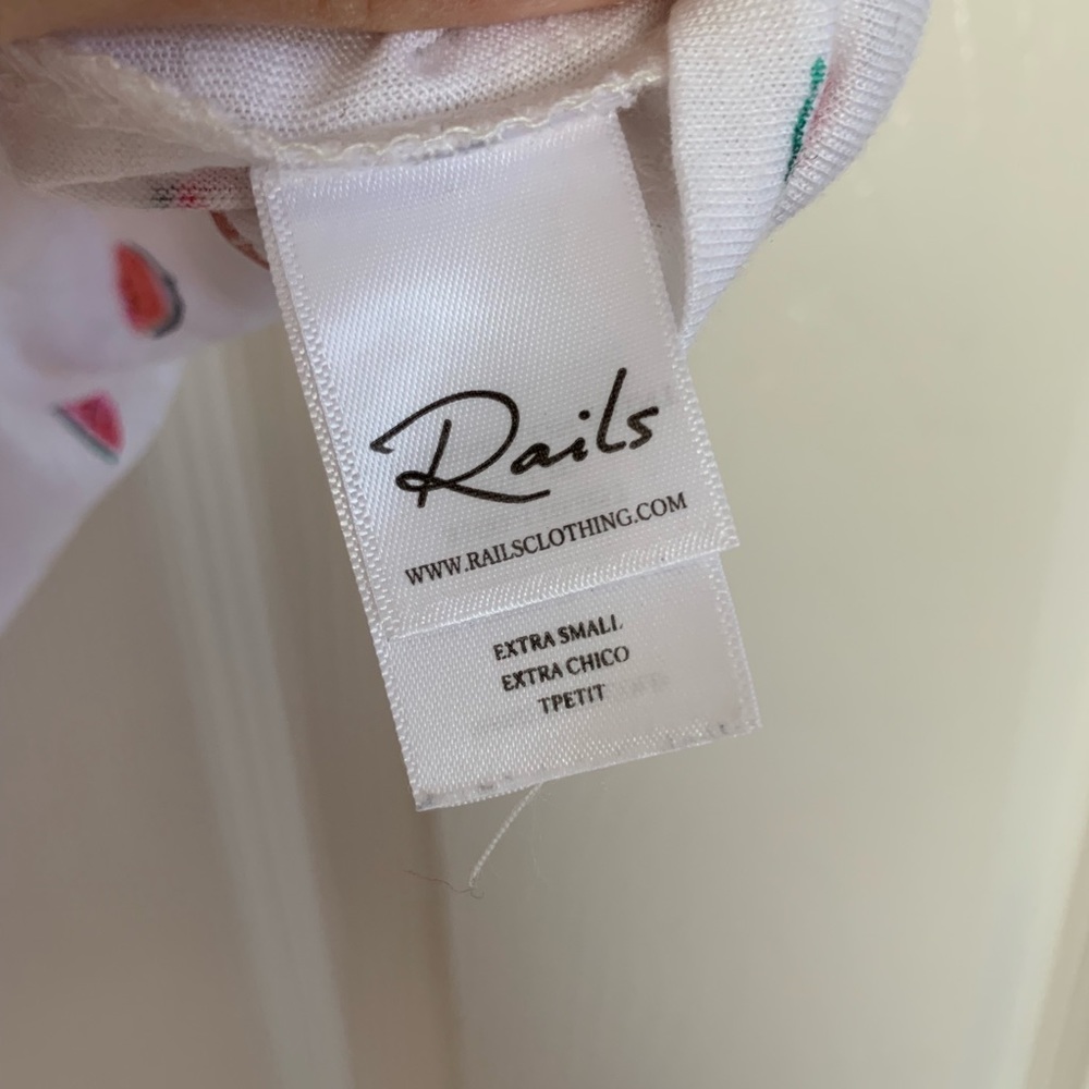 Rails Cropped Watermelon Print Linen T-Shirt Sz Xs - image 3